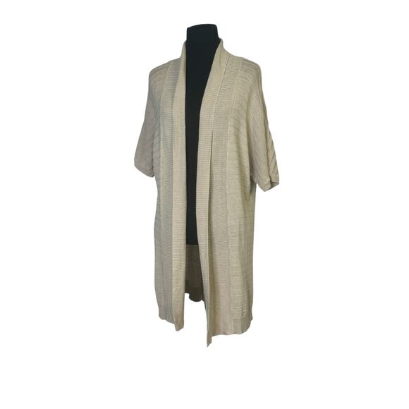 Ann Taylor cream short dolman sleeves open front cardigan size Large - Picture 8 of 14